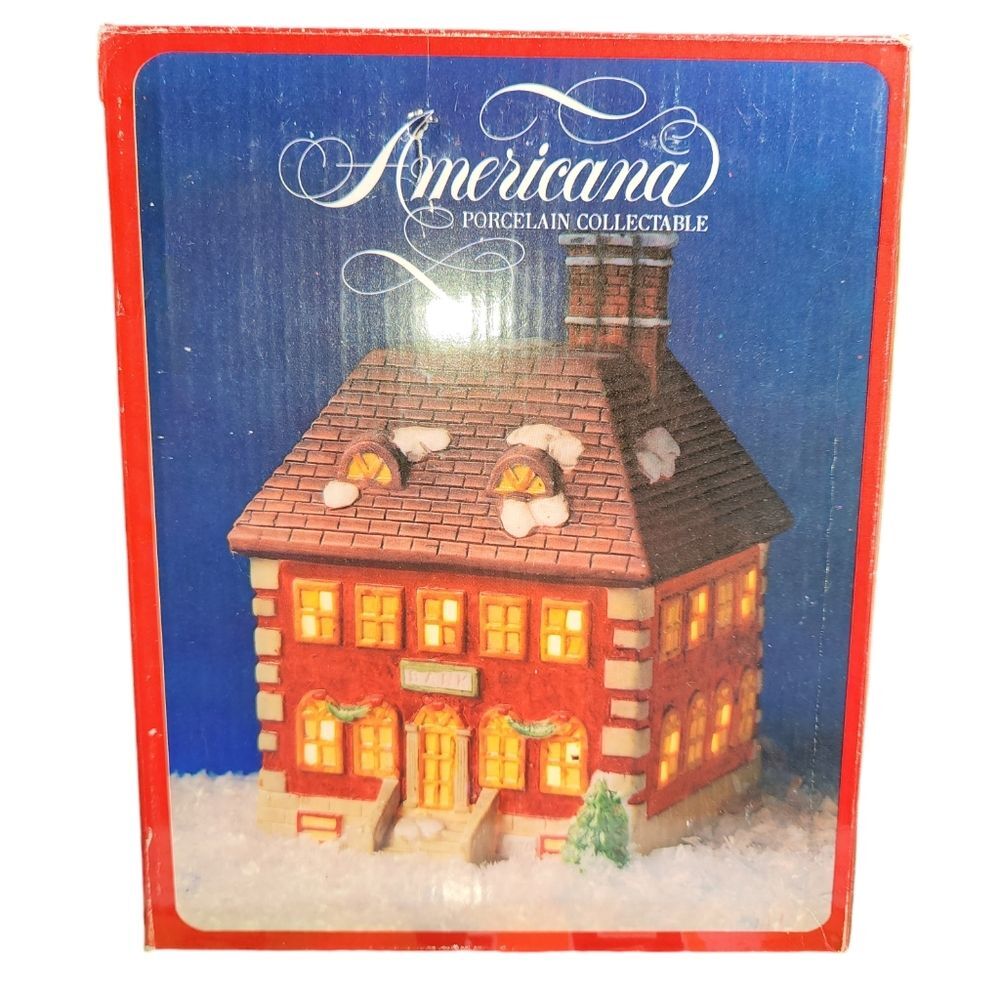 National Decorations Christmas Collectibles 1991 Americana Lighted Bank 8"X6"X5"